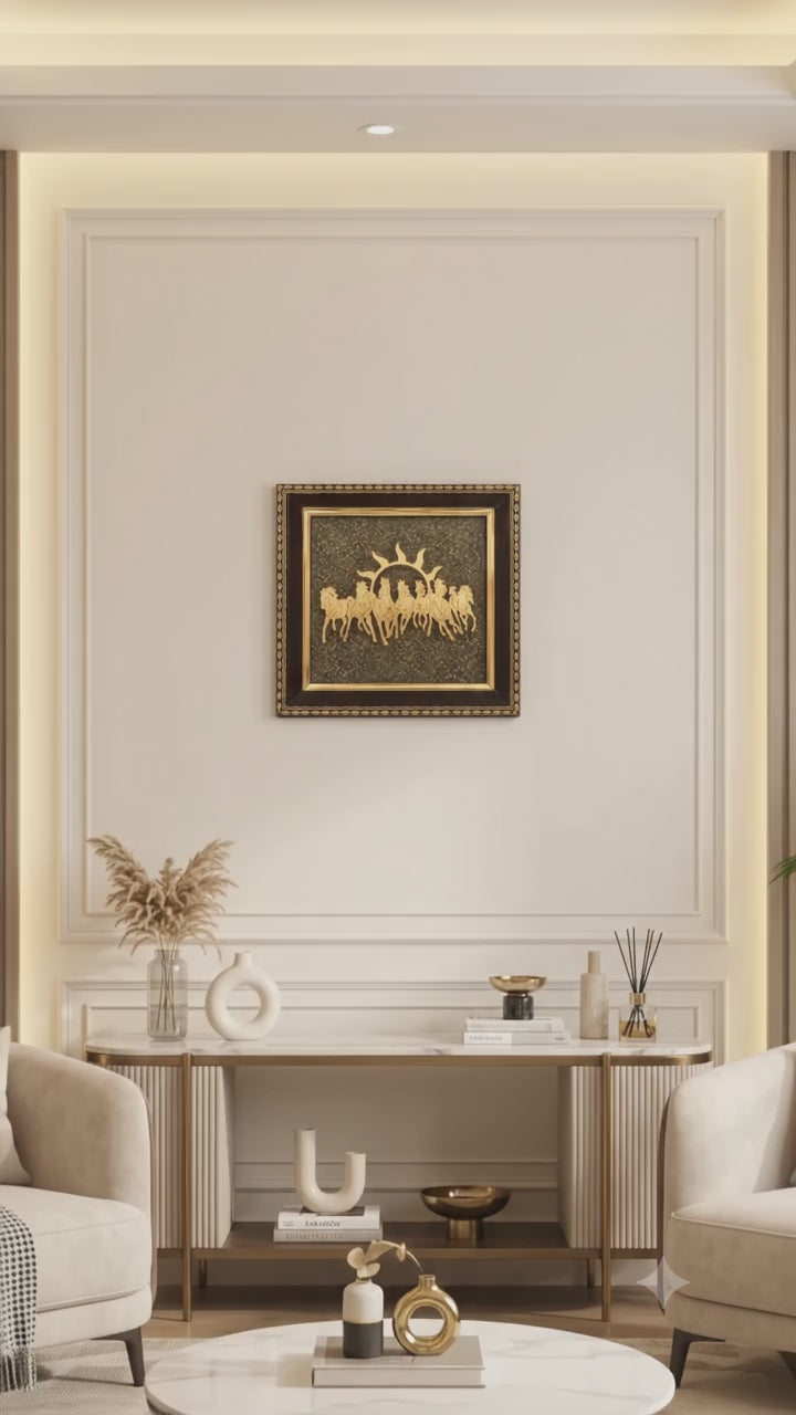 SURYA VASTU SEVEN HORSES FRAME SIZE 7 X 7 CM