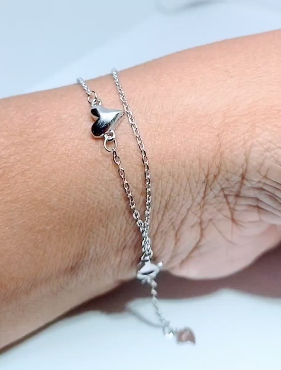 925 Sterling Silver Two-Layered Bracelet for Women | Dual Chain Design with Sparkling MY503-252