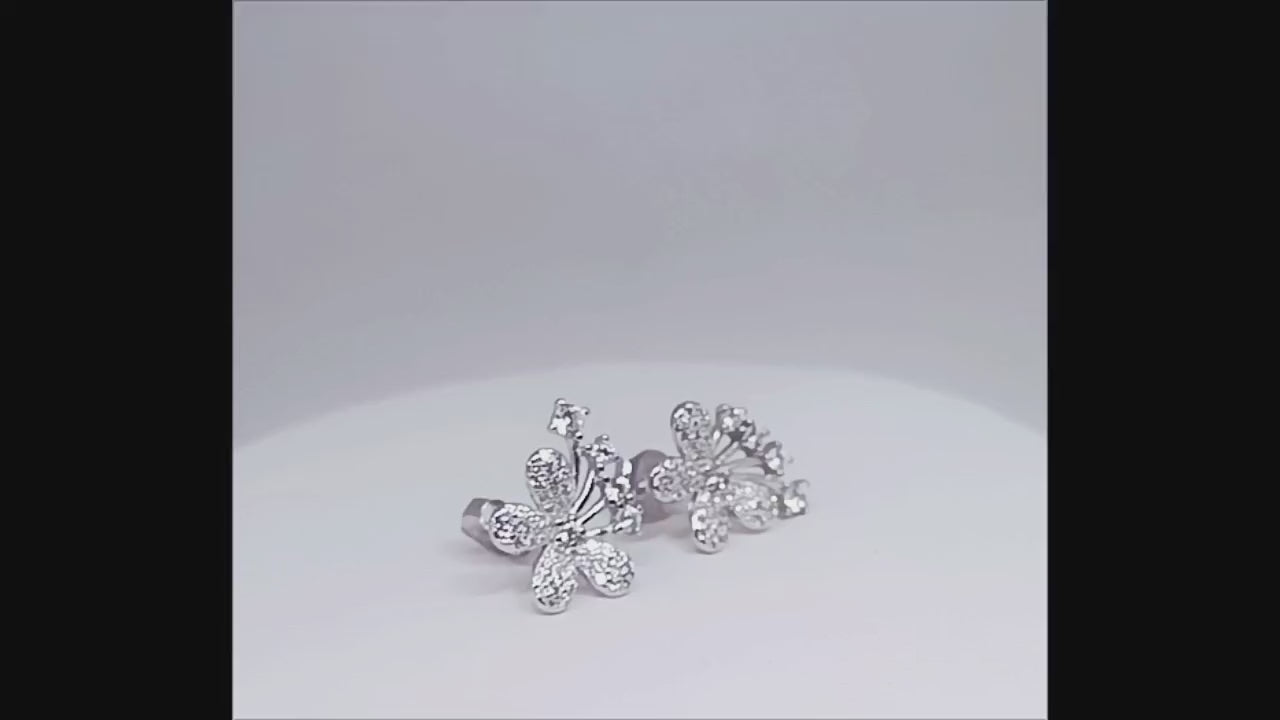 925 Silver Floral Earrings with Sparkling CZ Stones – Elegant Statement Jewelry  ER736-DP300
